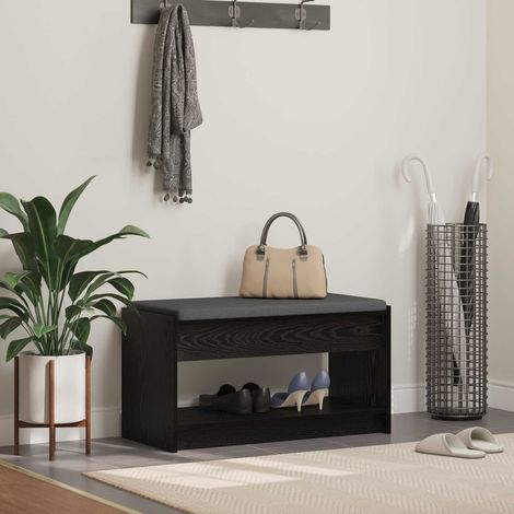 Flurbank mit Kissen mit Regal Schwarze Eiche 83 x 38 x 45 cm