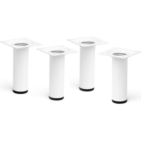 Juego de 4 patas de acero cilíndricas con una altura de 100 mm y acabada en blanco. Dimensiones: 30x30x100 mm -
