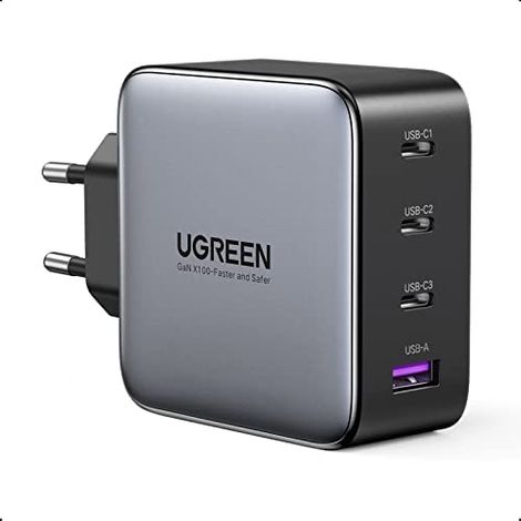 UGREEN Caricatore USB 100W GaN Nexode, 3x Type-C, 1xUSB3 Black (1/5)