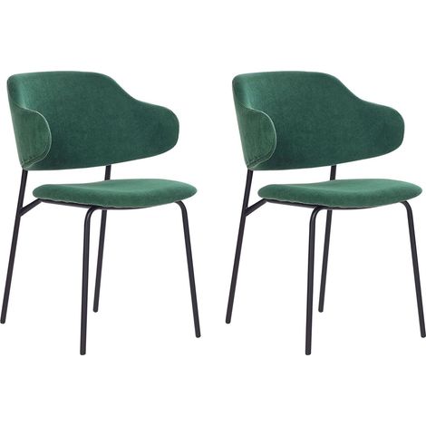 Set di 2 sedie da pranzo con sedile imbottito in tessuto verde senza braccioli Kenai