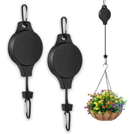 BUNTHAUS Rétractable Poulie pour Plante, 2 pièces Poulies de Plantes Crochet pour pots de fleurs Suspension pour plantes Suspension pour pots de plantes, mangeoire pour oiseaux (noir) (1/4)