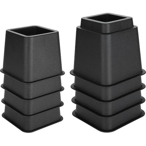 Rehausseurs de meubles réglables pour lit, chaise et canapé, ensemble de 4 x 5 pouces et 4 x 3 pouces, noir (1/5)
