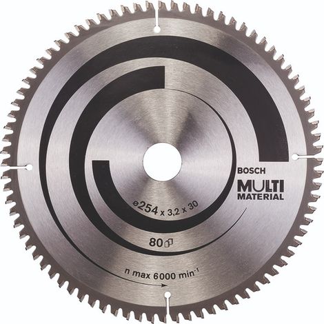 BOSCH DISCO SIERRA MULTIMATERIAL PARA SIERRAS INLGETADORAS Diámetro disco x eje (mm) 254x30 Número de dientes 80