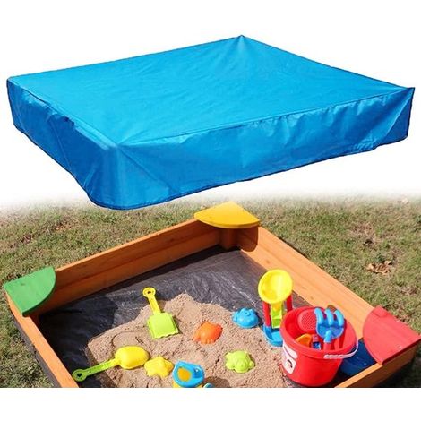 Bâche imperméable pour bac à sable - 125 x 125 x 20 cm - Protection carrée pour bac à sable - Tissu imperméable carré - Avec cordon de serrage - Bleu (1/5)