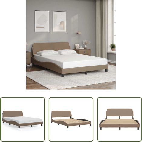 vidaXL Tête de lit - Cadre de lit Dover cappuccino 140x200 cm similicuir (1/5)