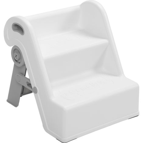 Tabouret pliant 2 marches pour enfants avec protection anti-éclaboussures, antidérapant, pour l'apprentissage de la propreté, blanc (1/5)