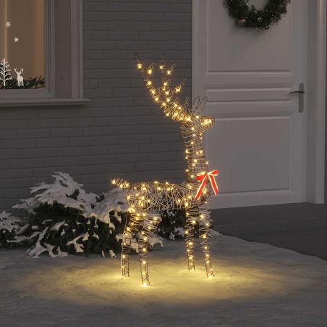 3D Rentier mit 140 LEDs Warmweiß 70 x 41 x 128 cm Rattan