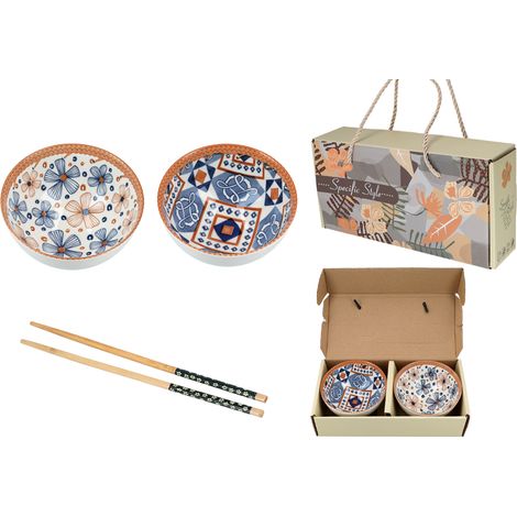Set aus 2 Schüsseln mit Essstäbchen (1/4)