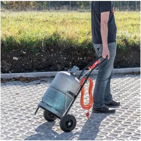 Rothenberger – Chariot porte bouteille butane/propane – Transport facile avec roues solides en caoutchouc – Supports pour tuyau et brûleur – Chaîne réglable
