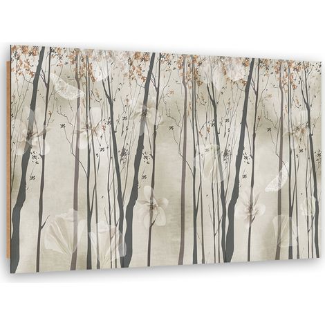 Quadro deco panel, Alberi fiori e farfalle - 90x60 (1/5)