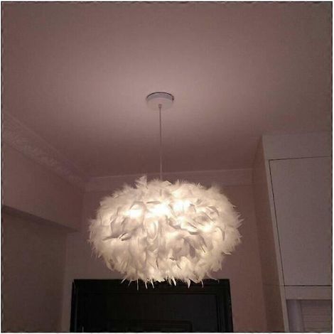 Lustre blanc en plumes E27 40W - diamètre 45 cm (1/5)