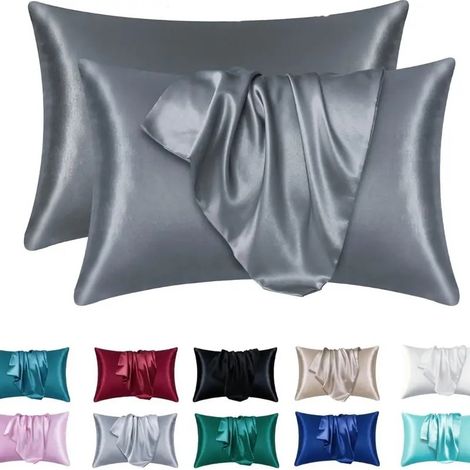 Taie d'oreiller en satin - 50 x 66 cm - Lot de 2 (1/5)