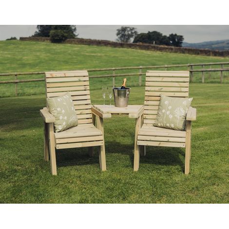 Ergonomic Companion Set, Wooden Garden Love Seat - Angled - L100 x W170 x H105 cm - Fully Assembled (1/3)
