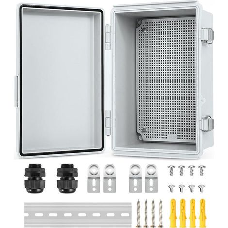 Boîte de distribution étanche IP67,29x19x14cm boîte de jonction étanche en plastique ABS Boîtier extérieur Boîte électrique avec accessoires de montage Armoire électrique grise (1/5)