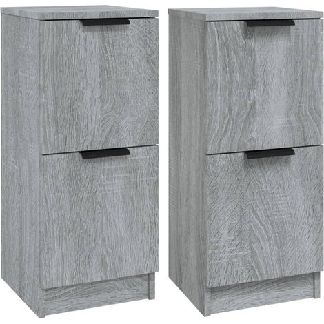 Aparador buffet cómoda armario mueble organizador cocina salón salón juego de 2 sonoma 30 x 30 x 70 cm madera contrachapada gris 020036943