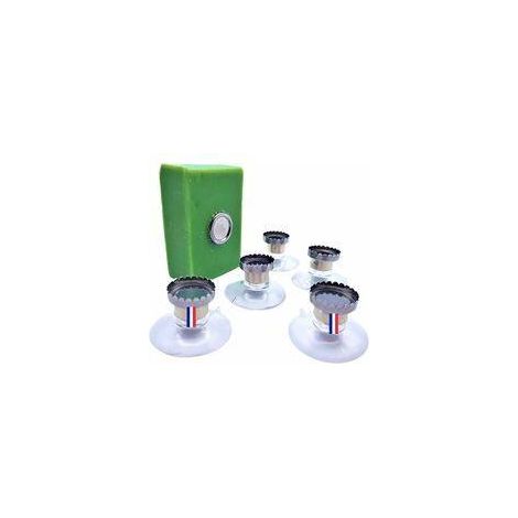 Support À Savon Magnétique - Ventouse Puissante Sans Perçage - Pour Salle De Bain Cuisine Toilette - Lot De 5 (1/5)