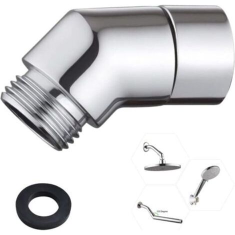 Ahlsen – Coude de raccordement pour douche 1/2 pouce – Laiton nickel brossé multicouche – Angle 135° pour douchette – Joint d'étanchéité inclus (1/5)