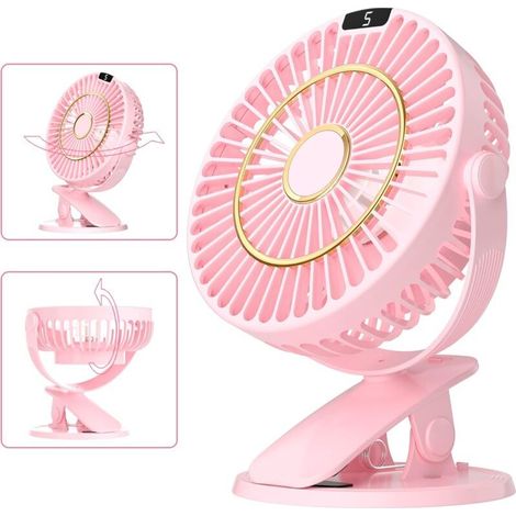 Ventilateur de bureau rechargeable silencieux 5 vitesses avec écran LCD et rotation 720° – Mini ventilateur portable pour table (1/5)