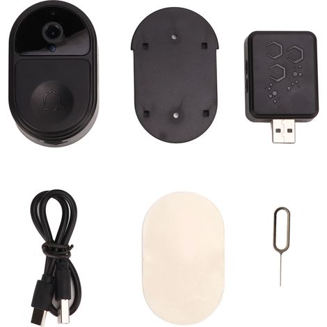 Sonnette vidéo WiFi 2.4G, caméra infrarouge avec vision nocturne, interphone bidirectionnel, angle d'objectif 90°, batterie rechargeable pour maison. (1/5)