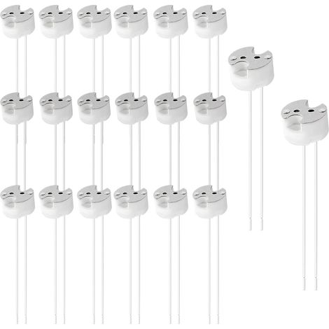 Lot de 20 douilles MR16, douilles G5.3, culot de lampe, base en céramique, avec câble en silicone de 10 cm 220 V pour ampoule, lampe LED (1/5)