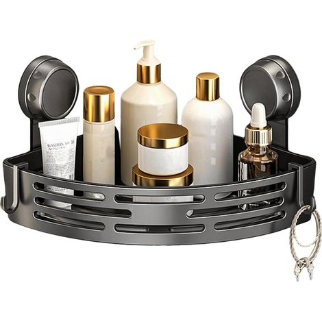 Étagère de douche générique avec ventouse - d'angle murale sans pince étagères amovibles pour le ran (1/5)