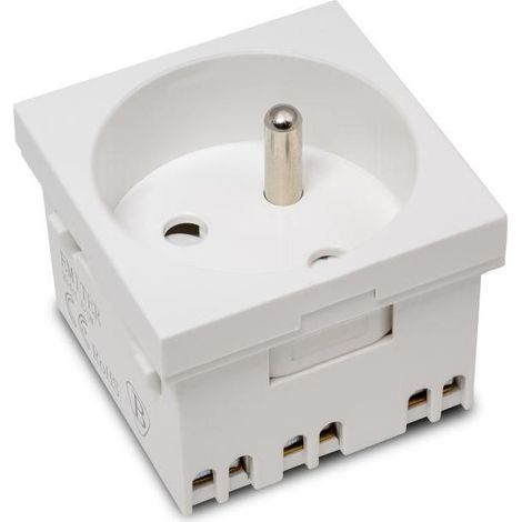230V Modularsteckdose mit Erdung, einpolig, Standard 45x45, weiß (1/5)
