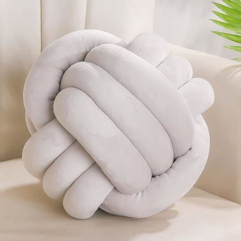 Coussin Noeud Gris Clair Coussins Rond Decoration Chambre Coussin Deco Salon Aeetic Coussins Canape Gris Clair 28 cm (1/5)
