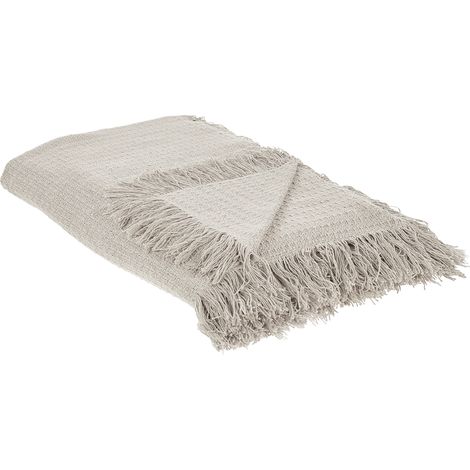 Colcha decorativa para cama con borlas fabricada en algodón en color gris 220 x 240 cm Yerbent