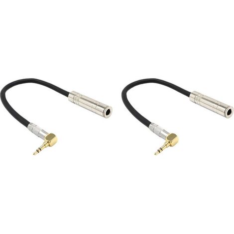 Convient pour un câble d'extension audio HiFi avec prise stéréo femelle 6,35 mm vers prise stéréo mâle 3,5 mm, câble audio court avec un coude à 90 degrés.