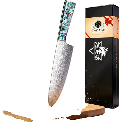 Coltello da chef, acciaio di Damasco, manico ergonomico, coltello da chef (1/2)