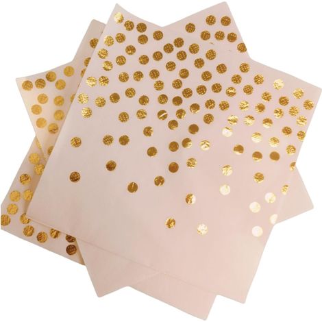 Serviettes En Papier - 100 Pièces - Paillettes Rose Et Or - Absorption Eau - Mariage Cocktail Anniversaire - 33x33 Cm (1/5)