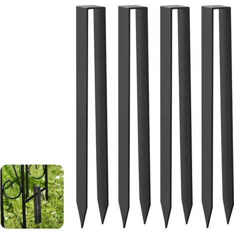 4 Pièces Piquets de Fixation pour Arche de Jardin en Acier revêtu par Poudre, Forme U Sardines de Fixation pour Arche de Rose, Tuyau d'eau Fixe [HxLxP: 300 x 29 x 21 mm] - Noir (1/5)