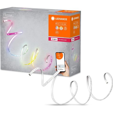 LEDVANCE Strisce LED flessibili per uso interno con tecnologia Zigbee, 11Watt, 700lumen, RGBW, durata fino a 20000h, controllabile tramite app, 2000K, protezione IP20, confezione da 4 pz (1/5)