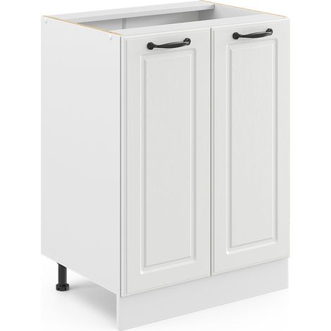 Küchenunterschrank R-Line, Weiß Landhaus, 60 cm ohne Arbeitsplatte, Vicco
