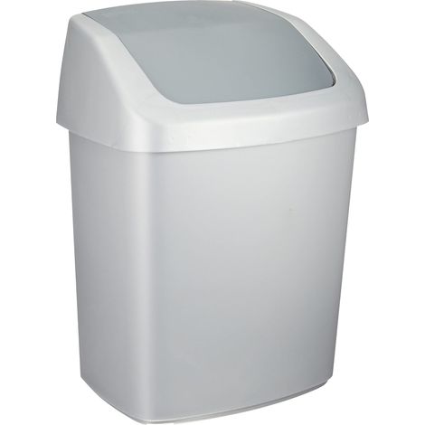 Curver 167908 - Papelera, 30,6 x 24,8 x 41,8 cm, polipropileno, color plateado y negro