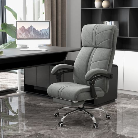 Chaise longue grise avec fonction massage chauffante, repose-pieds intégré et 5 roues (1/5)