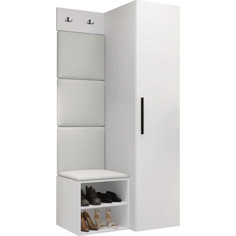 Conjunto para recibidor Nitos III, Soft 017, 191x82x50cm, Aglomerado laminado, Cuero ecológico, Colocada, Montada en la pared
