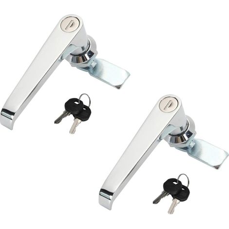 Set di 2 serrature per armadi con maniglie e chiavi, serrature per armadi di controllo, serrature con maniglia per porte di armadi di distribuzione (cromate)