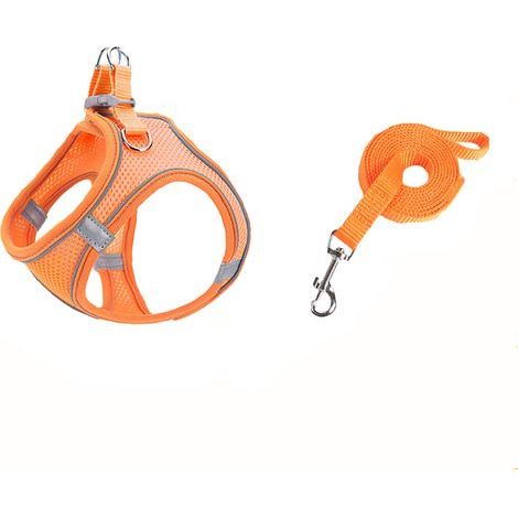 Correa para perros estilo western, arnés para perros y gatos, cadena para perros reflectante y transpirable (M, naranja) (1/5)