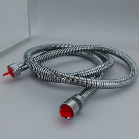 Tuyau de douche extensible T12 1,5 m, fil aluminium plaqué, couleur argent, écrou inox (1/5)