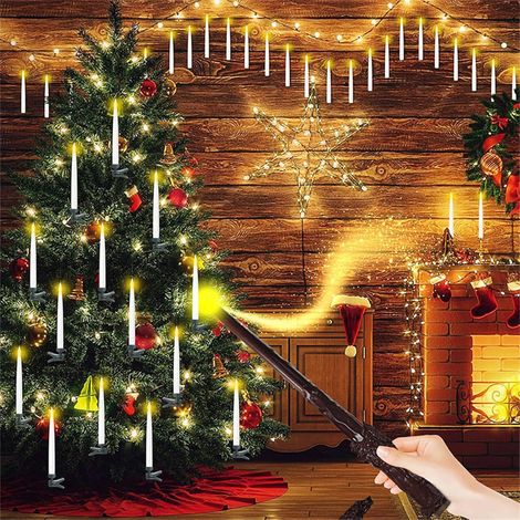 20 bougies flottantes LED sans fil pour sapin de Noël, bougies LED sans flamme avec télécommande et minuterie, guirlandes lumineuses féériques pour sapin de Noël, décoration de Noël, mariage, annivers (1/5)