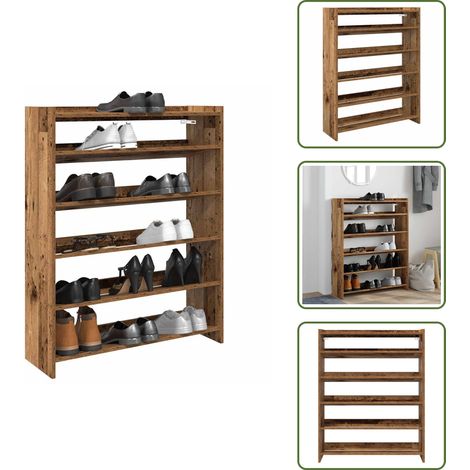 Schuhregal Altholz-Optik 80x25x100 cm Holzwerkstoff - Schuhregal - Schuhregale - Schuhschrank - Schuhe Aufbewahrung (1/5)