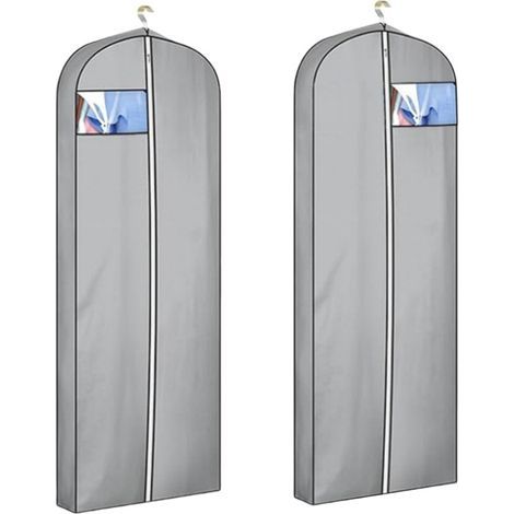 Kleidersack mit Reißverschluss, ideal für Reisen und zur Aufbewahrung von Kleidung – Extra langer Aufbewahrungssack mit den Maßen 165 x 60 cm, perfekt für Kleider (grau) (1/5)