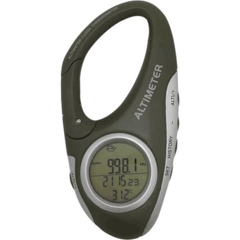 Barómetro, altímetro, termómetro y monitor de pronóstico del tiempo para escalada, camping y deportes al aire libre, multifuncional con retroiluminación. (1/4)
