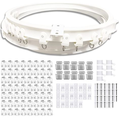 Rail de rideau de plafond flexible, rail de rideau incurvé avec rouleaux muets, support pliable pour séparateur de pièce de douche, baie vitrée, RV (7 mètres) (1/5)