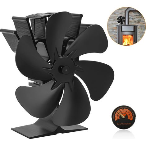 Randaco Ventilatore per caminetto elettrico Altri accessori per caminetti Soffiatore per stufa Tubo per camino con termometro (1/5)