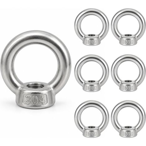 Lot de 6 écrous à anneau M12, vis à œillet en acier inoxydable 304 (1/5)
