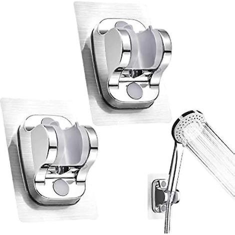 Set mit 2 nagelfreien, selbstklebenden Wandhalterungen für Handbrausen, verstellbare Badezimmerhalterung (silber) (1/5)
