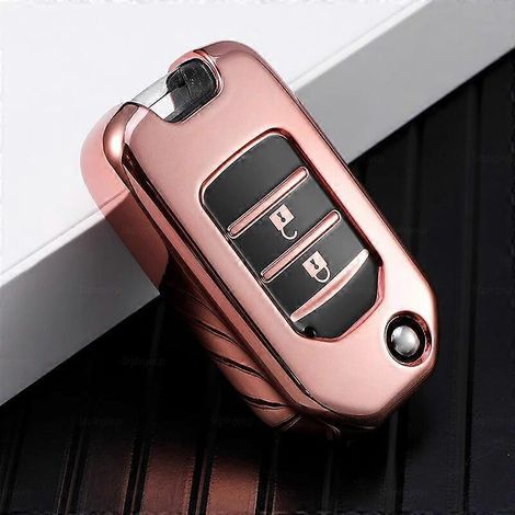 TPU-Schlüsselhülle mit Beschichtung für Honda Civic, HRV, CRV, XRV, CR-V Crider, Odyssey, Pilot, Fit und Accord – Pink, 2 Tasten