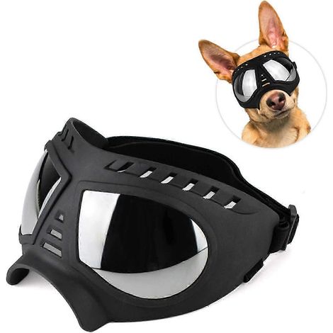 Lunettes de protection réglables pour chiens, anti-poussière/buée/vent/soleil, pour chiens moyens et grands (noir, L) (1/5)